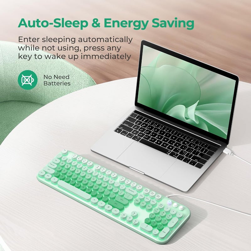 Atelus Wired Backlit Keyboard, Full Size USB Keyboard with Colorful Retro Keycaps, Numeric Keypad and Media Hotkey for Computer Desktop PC Laptop and Windows 7 8 10 11 - Image 4